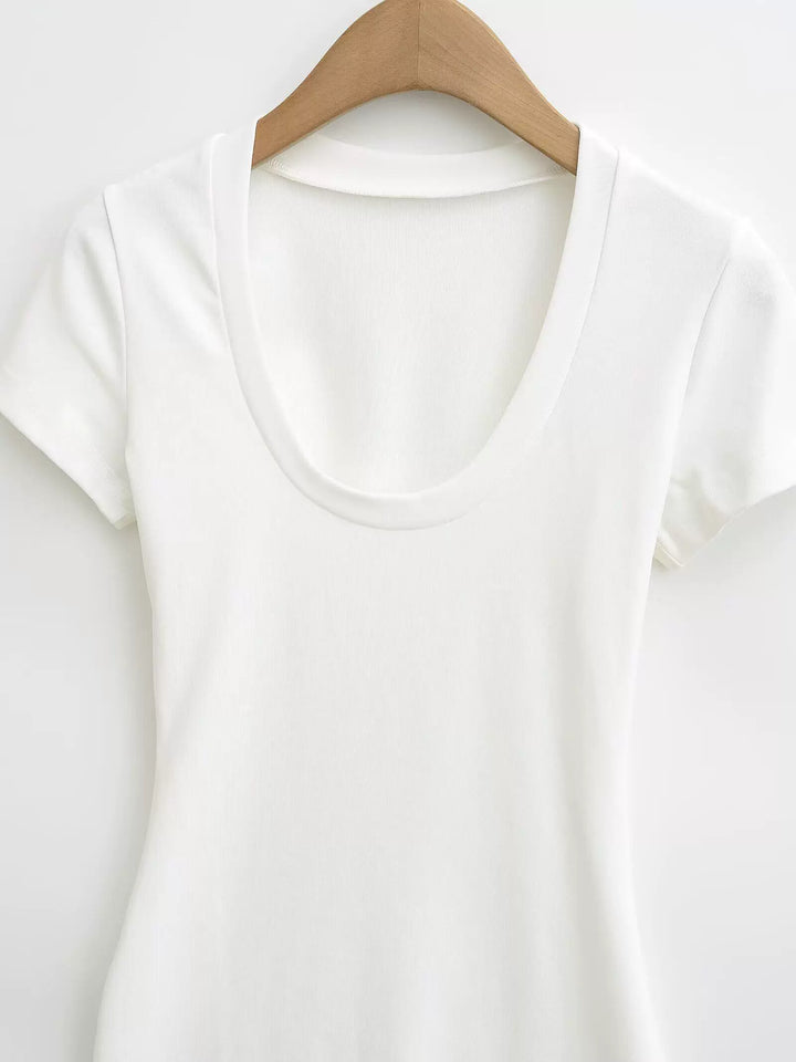 UネックTシャツミニワンピース