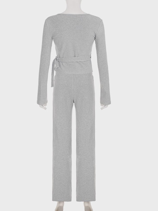 ラップデザイン裏起毛トップス