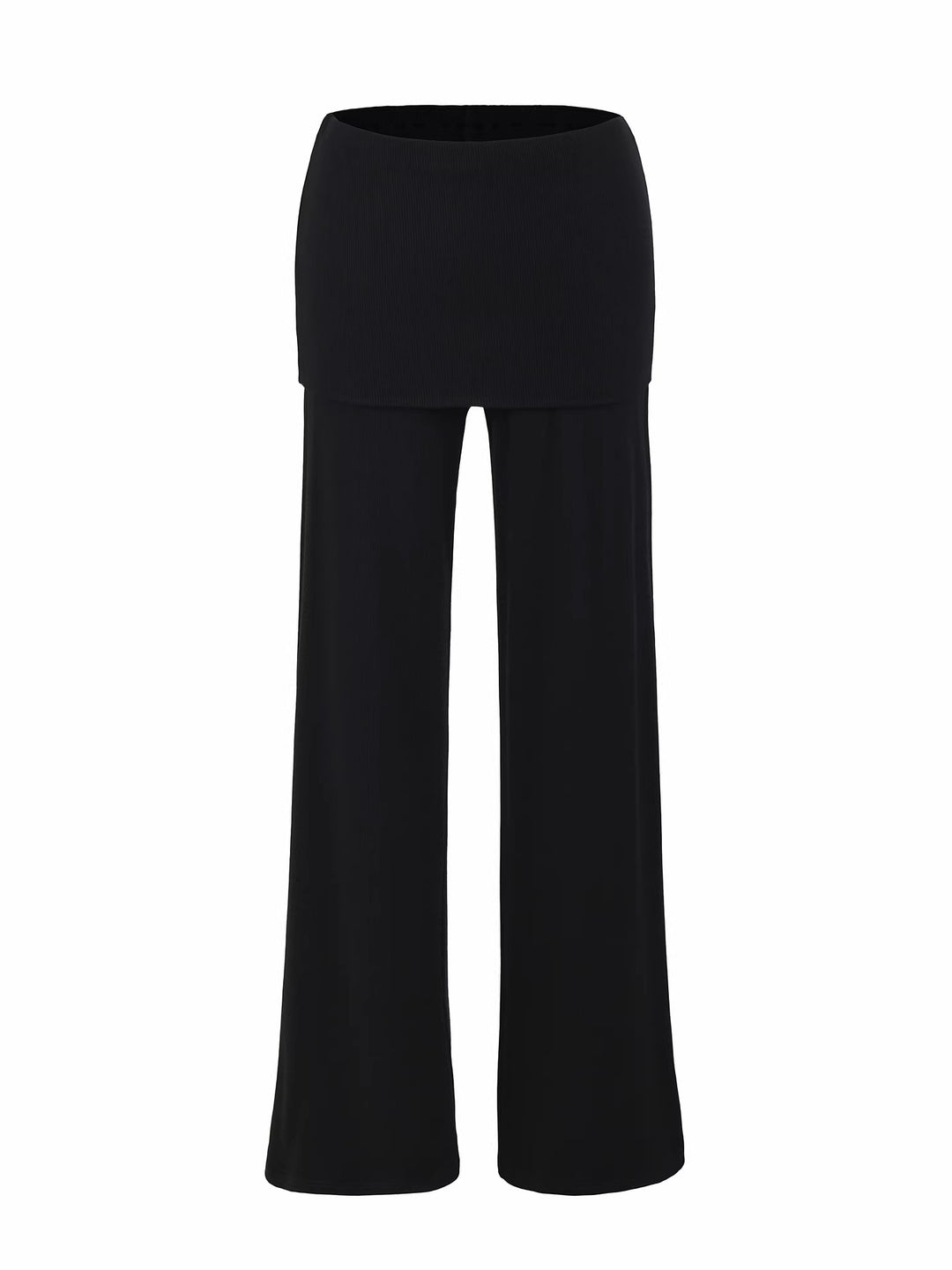 フィットスカートレイヤーリブフレアパンツ