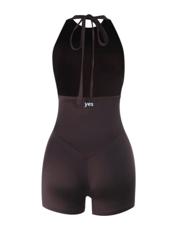 ホルターネックショートオールインワン