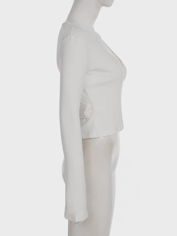 ラップデザイン裏起毛トップス