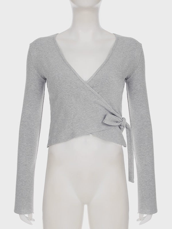 ラップデザイン裏起毛トップス