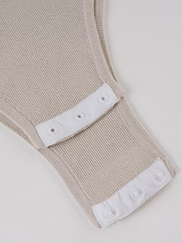 ソフトリブヘンリーネックボディースーツ