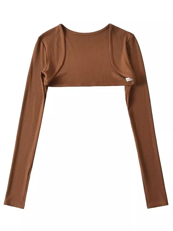 スリットスリーブリブボレロトップス