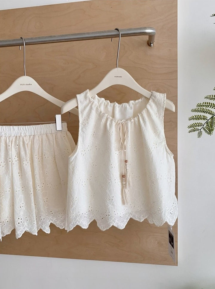 ビーズタッセルカットワークレースセットアップ