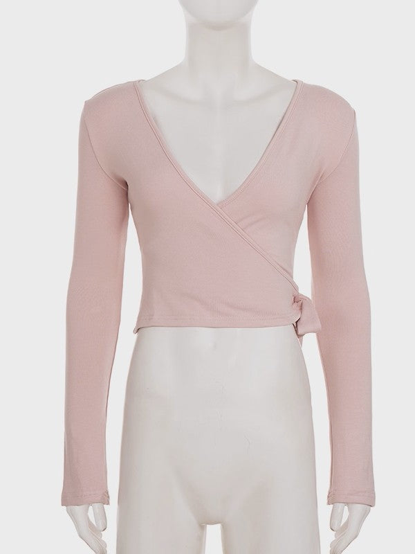 ラップデザイン裏起毛トップス