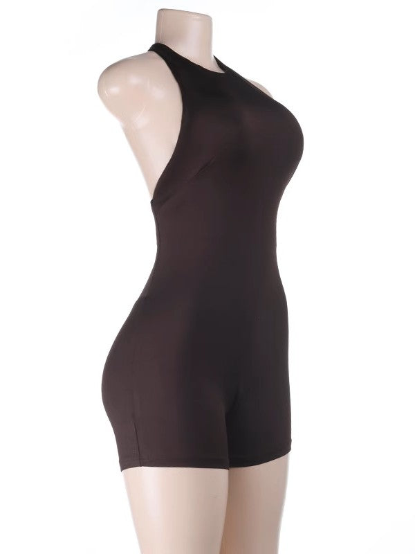 ホルターネックショートオールインワン