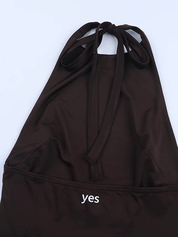 ホルターネックショートオールインワン