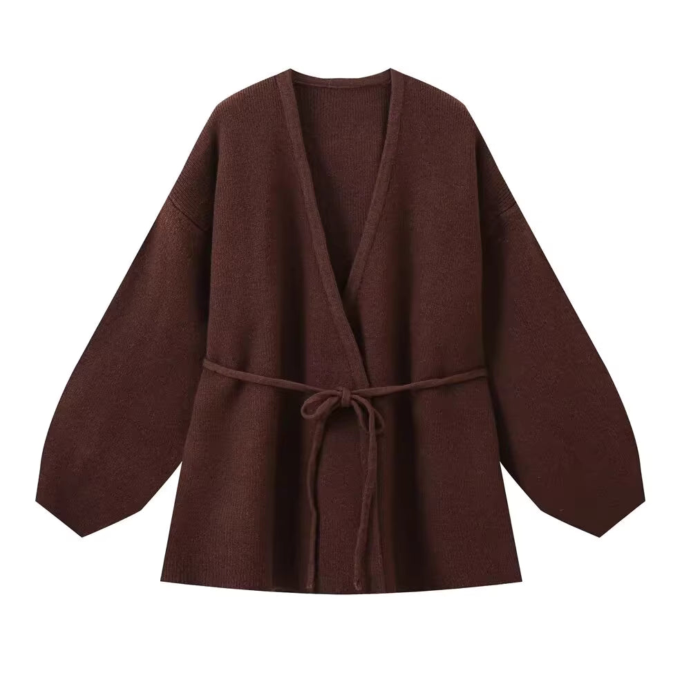 ニットラップカーディガンパンツセット