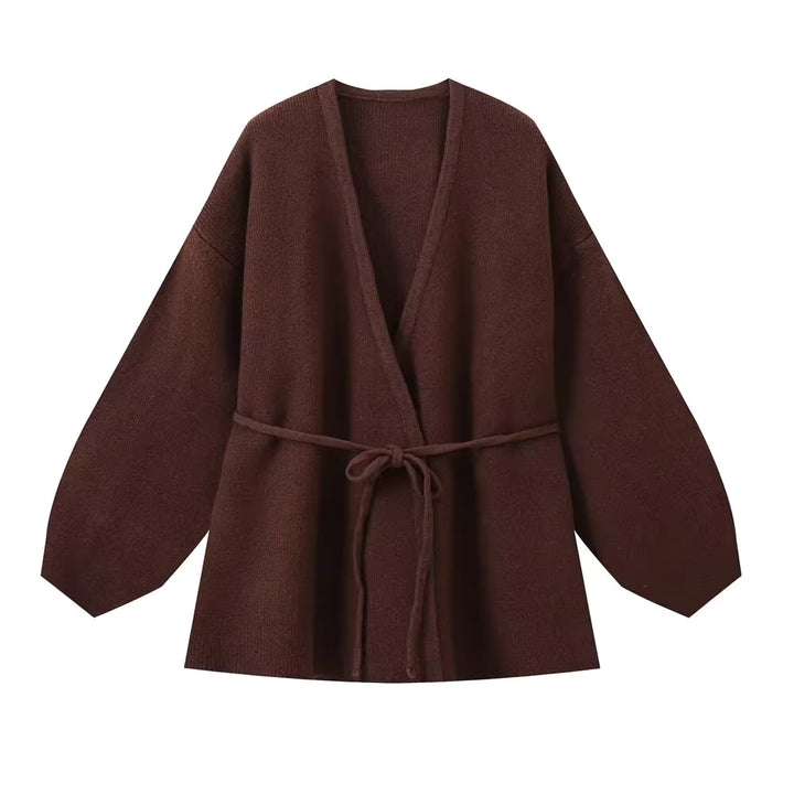 ニットラップカーディガンパンツセット