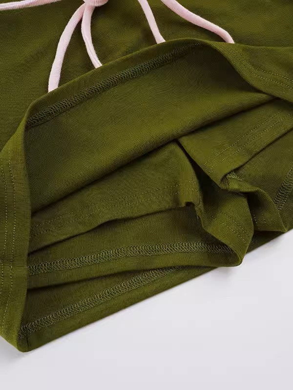 ピンクグリーンコントラストスコートショーツ