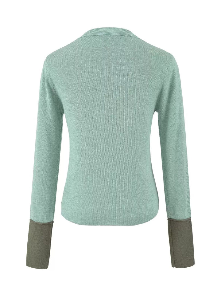 コントラストカフスニットトップス
