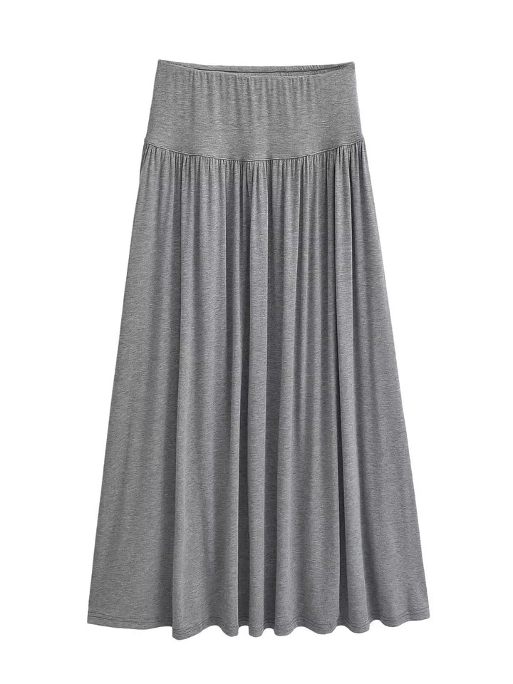 ヨーク切替ギャザーフレアロングスカート
