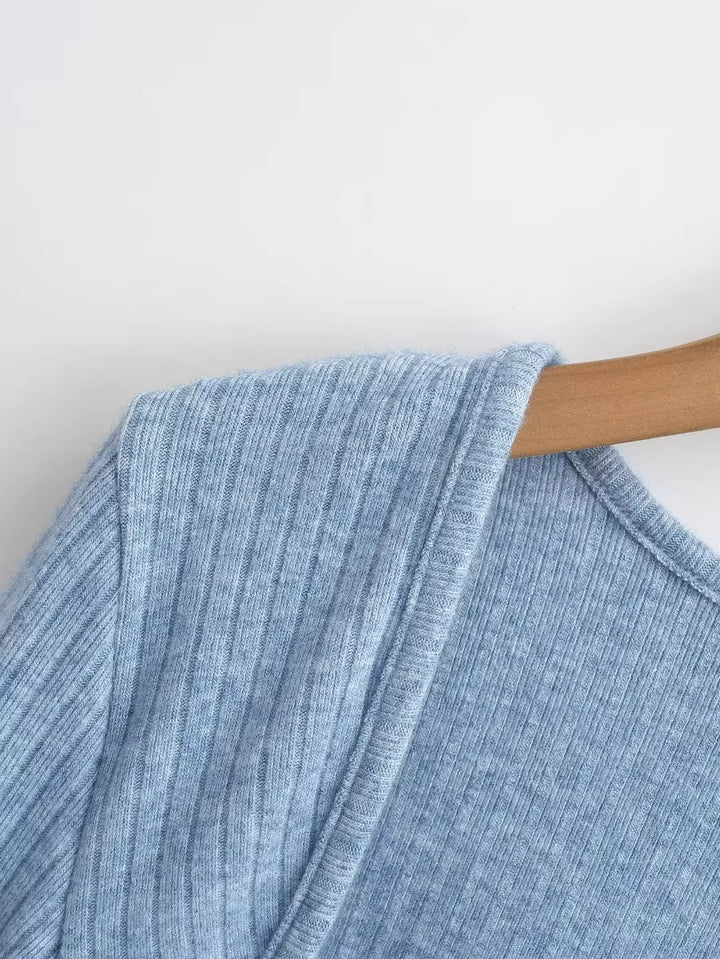 スリットスリーブリブニットボレロカーディガン