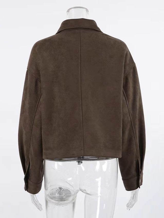 フェイクスエードジップアップブルゾン