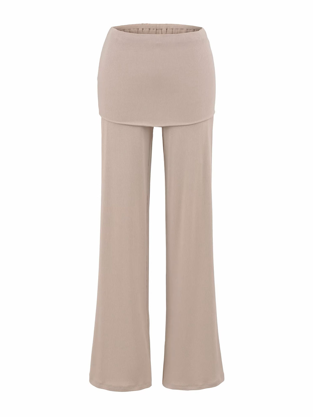 フィットスカートレイヤーリブフレアパンツ