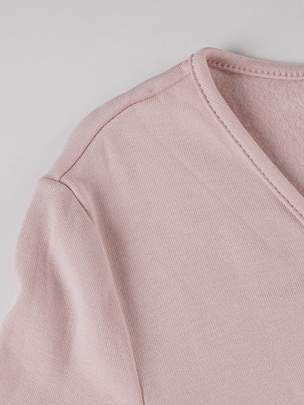 ラップデザイン裏起毛トップス