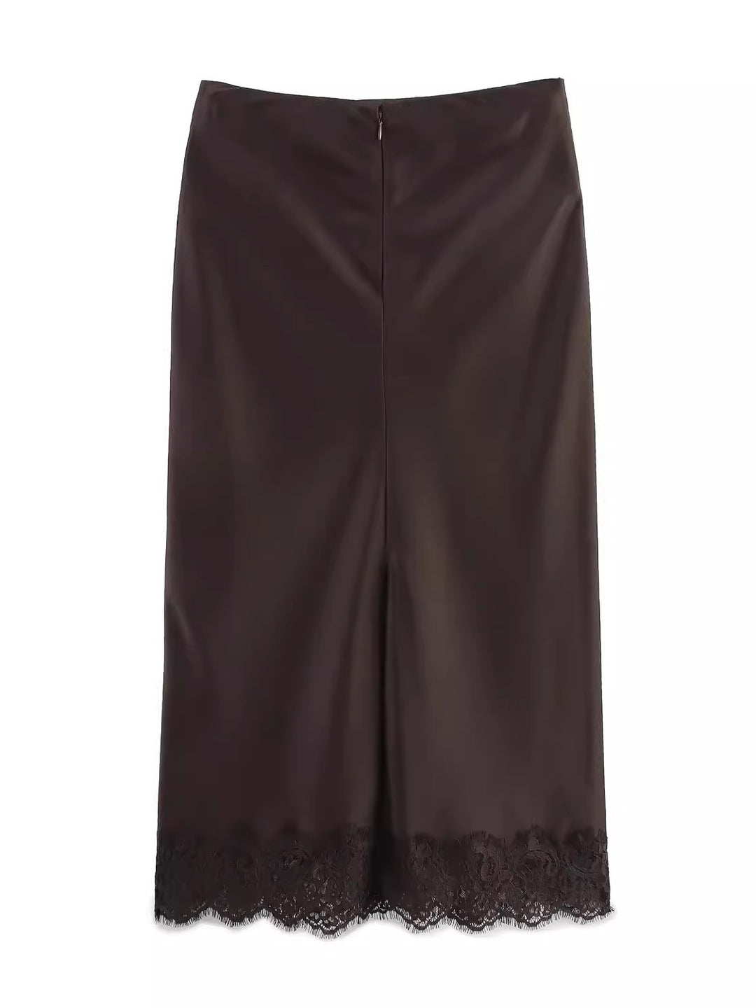 レーストリムスリットサテンミディスカート