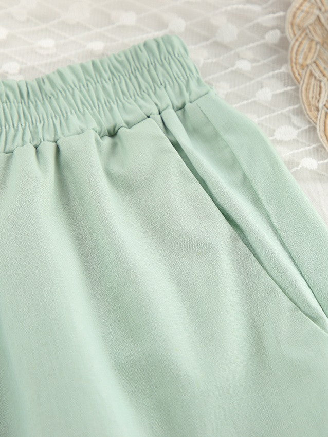 レースアップブラウスセージグリーンセットアップ