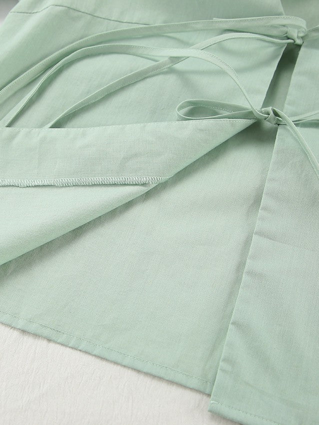 レースアップブラウスセージグリーンセットアップ