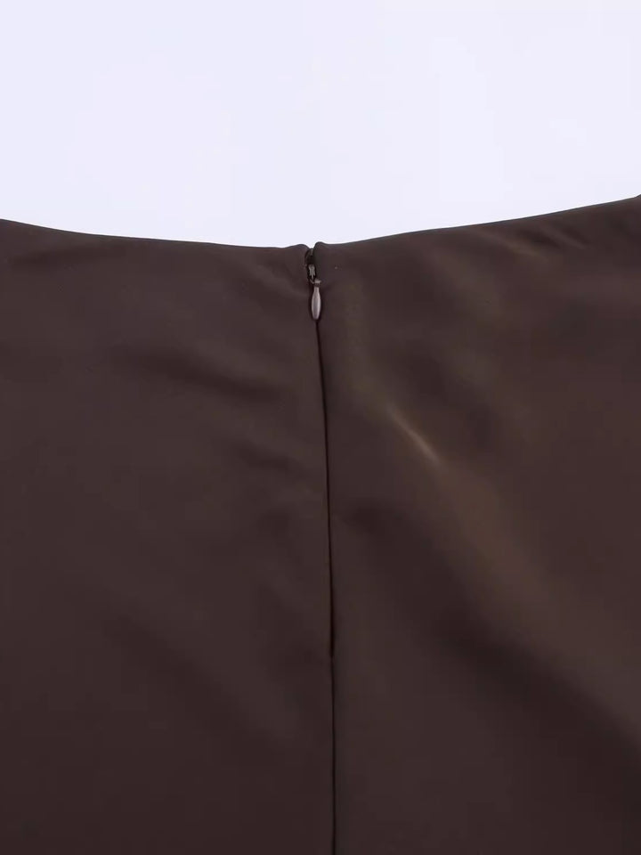 レーストリムスリットサテンミディスカート