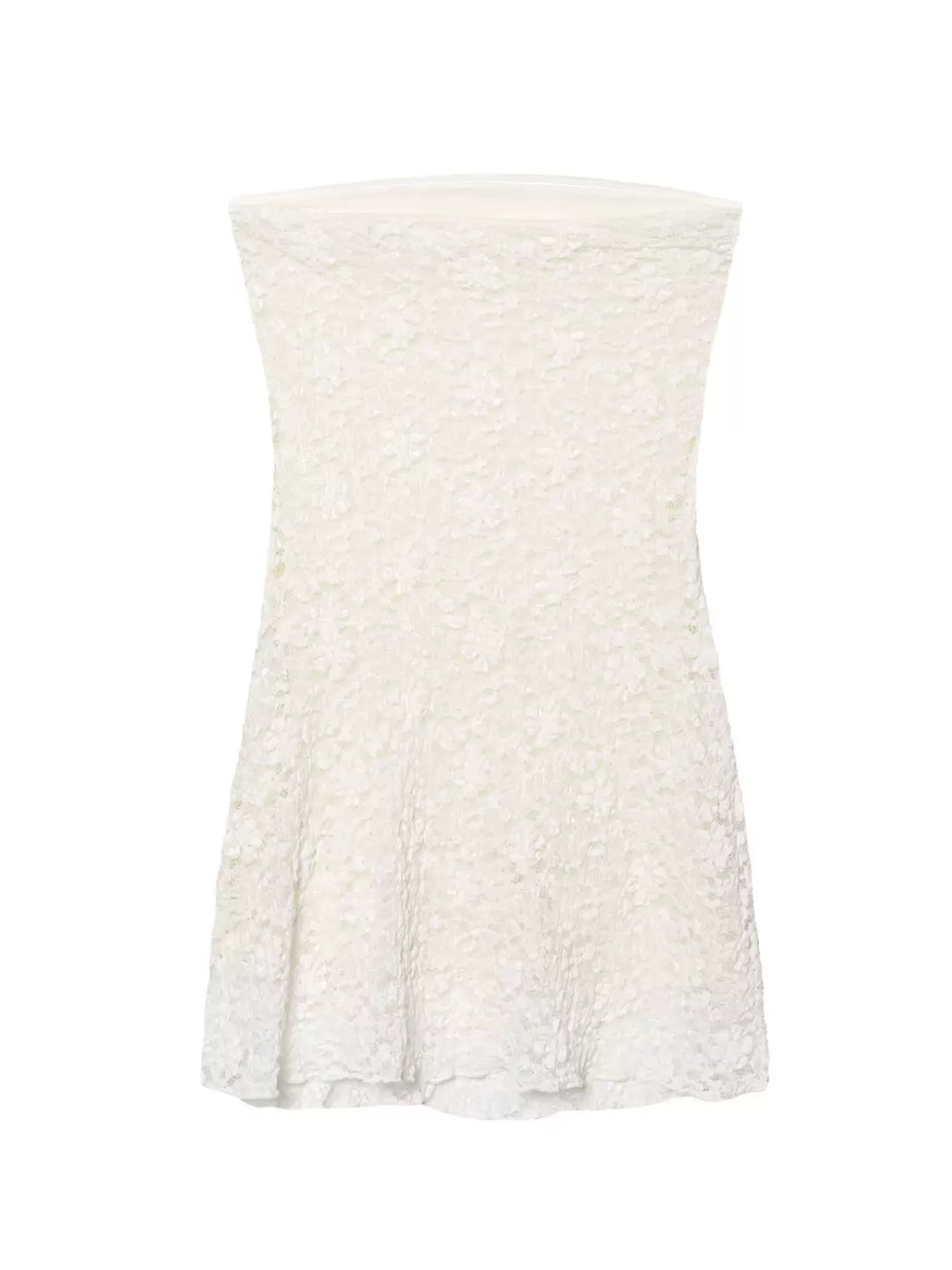 レースストラップレススリットミニドレス