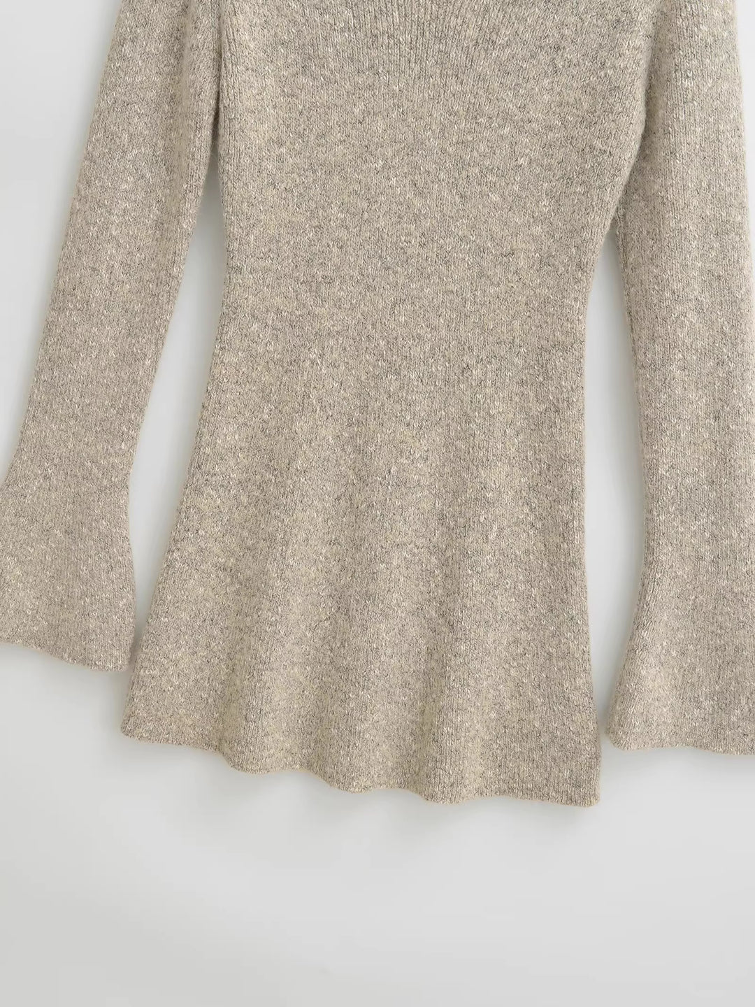 フレアスリーブメランジニットミニワンピース