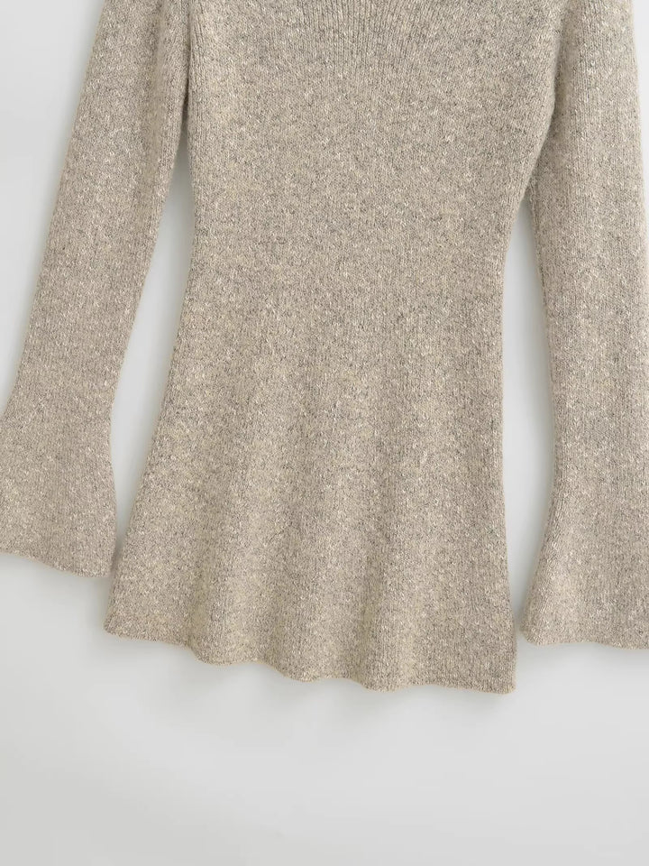 フレアスリーブメランジニットミニワンピース