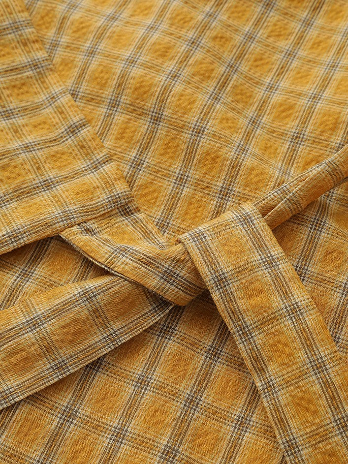 チェック柄エプロン付きレトロワンピース