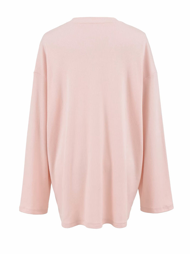 Vネックリラックスリブトップス