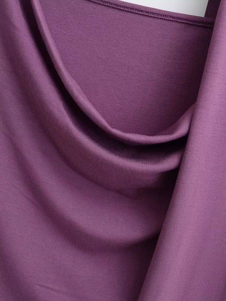 タイ付きドレープネックトップス