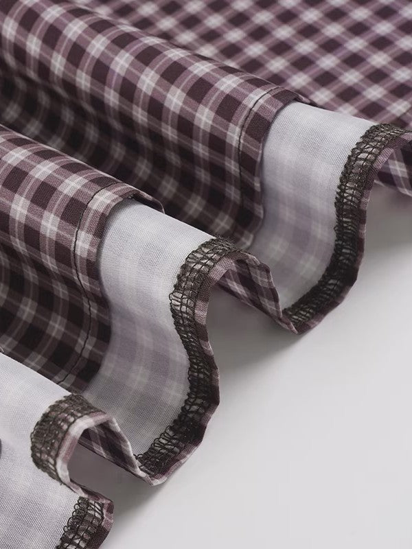 ギンガムチェックヨーク切り替えロングスカート