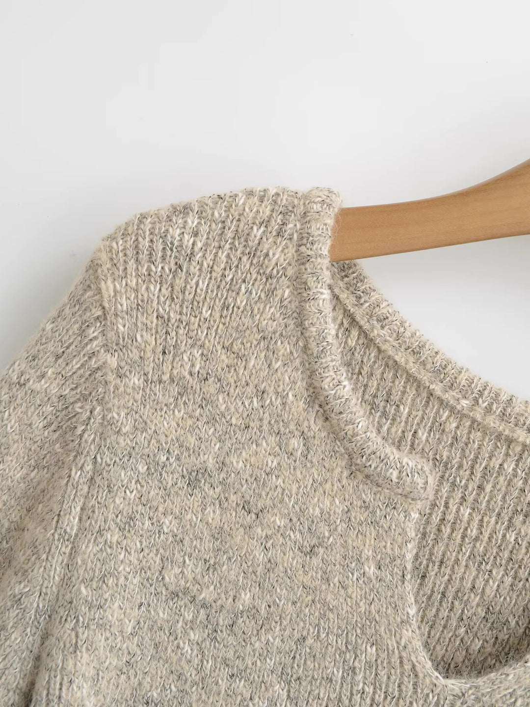 フレアスリーブメランジニットミニワンピース