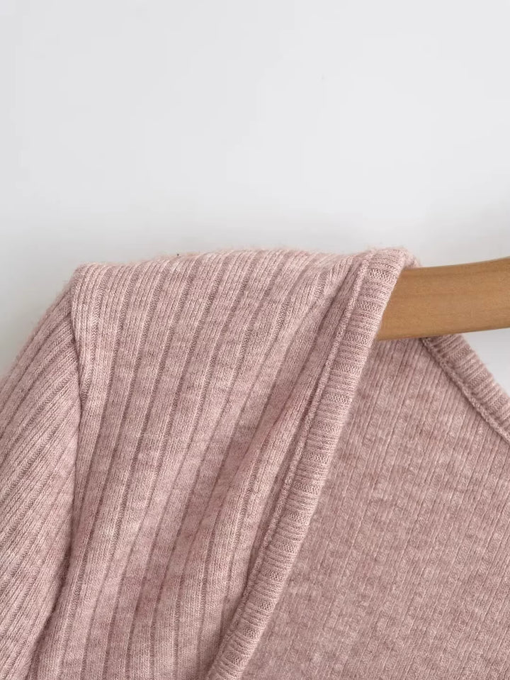 スリットスリーブリブニットボレロカーディガン