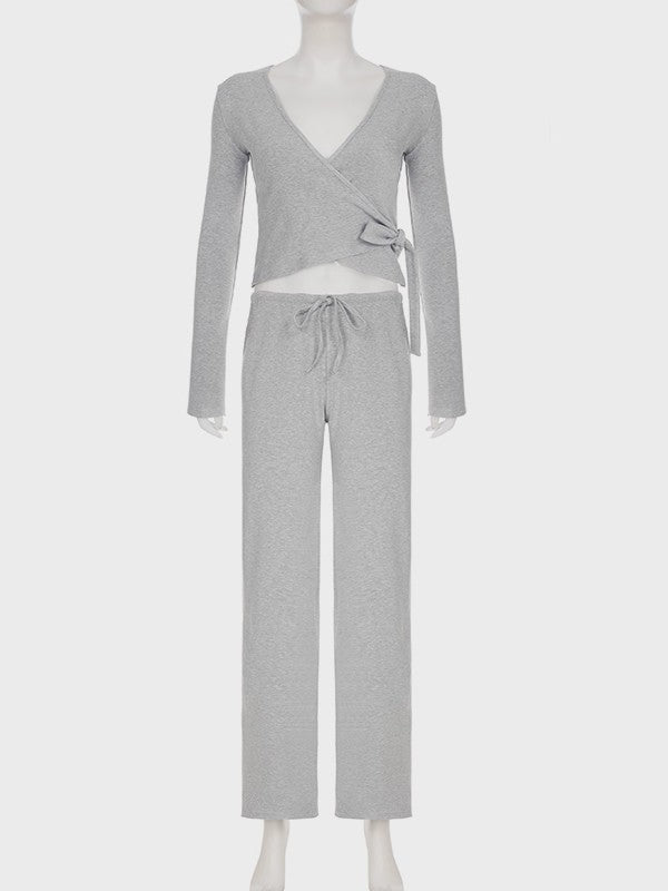 ラップデザイン裏起毛トップス