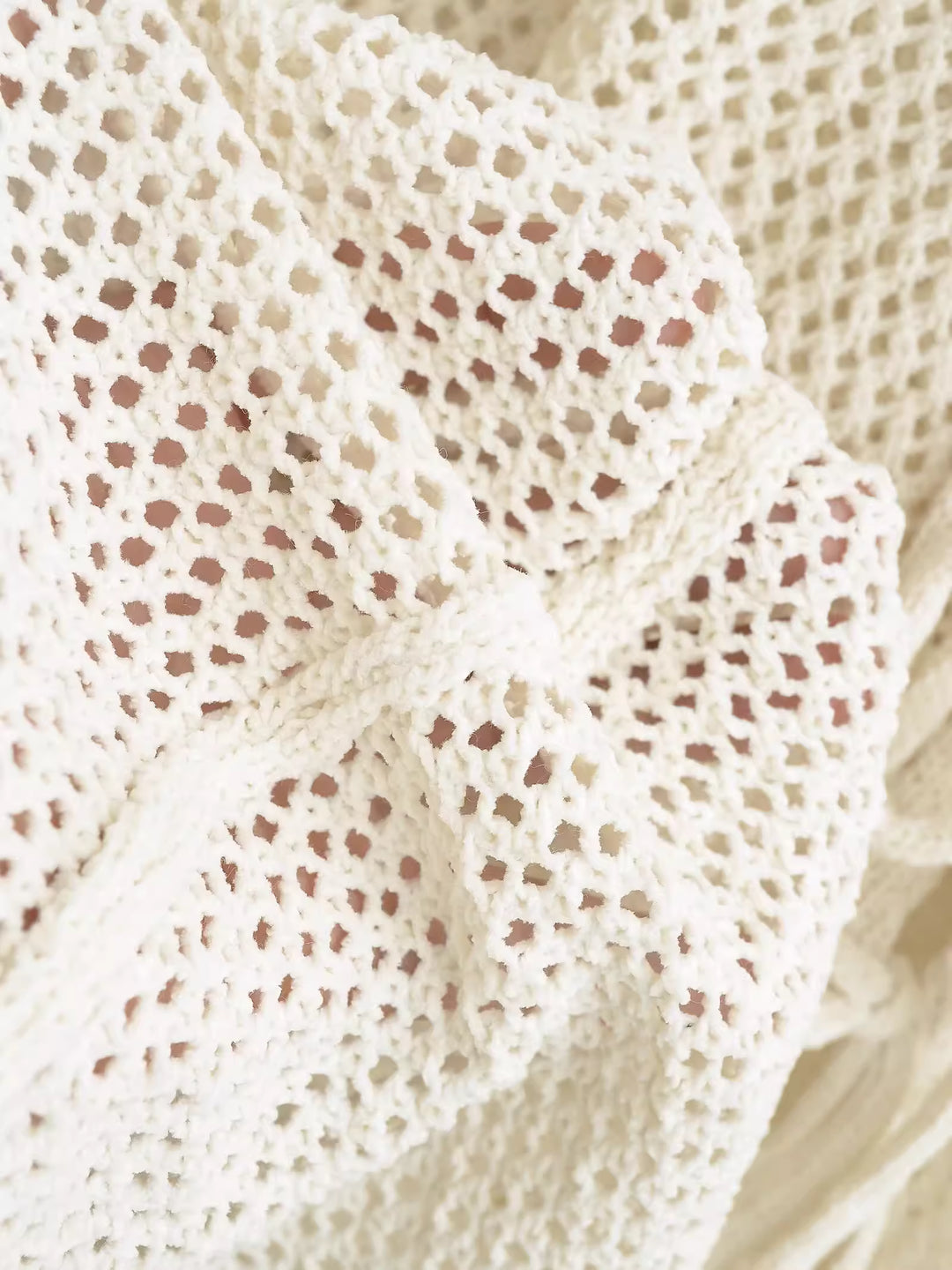 レースアップメッシュニットロングカーディガン