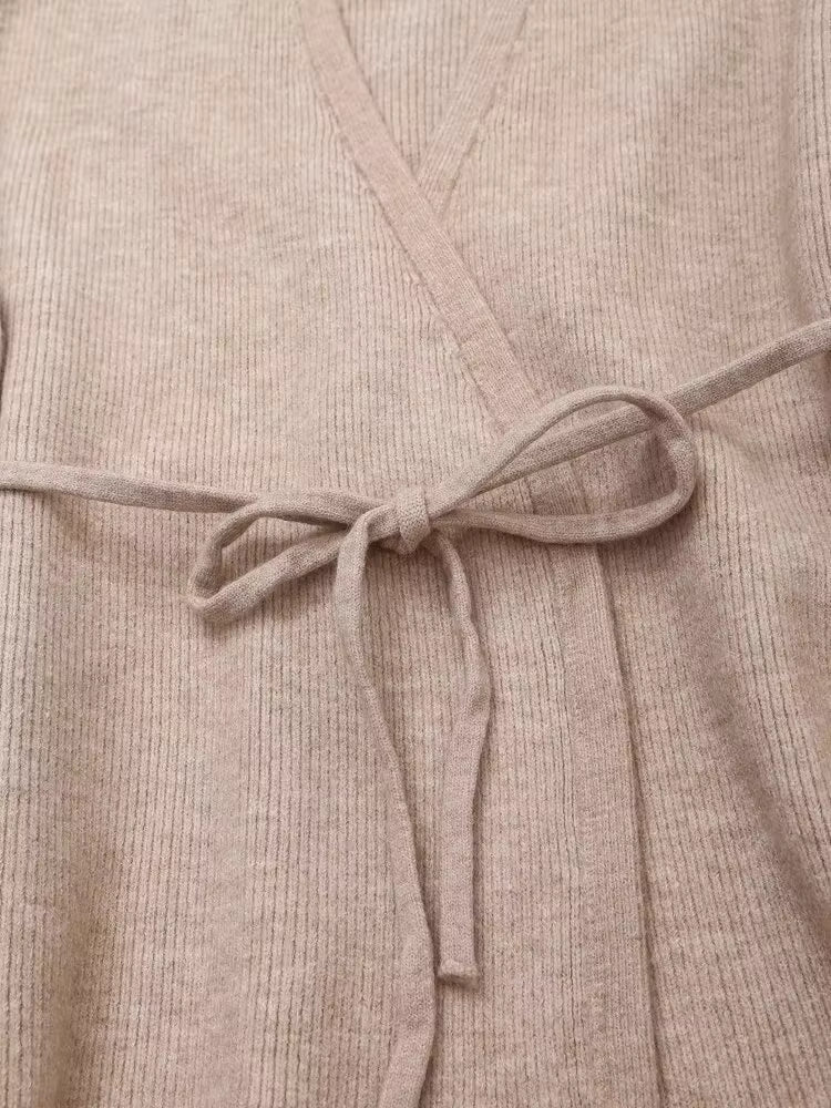 ニットラップカーディガンパンツセット