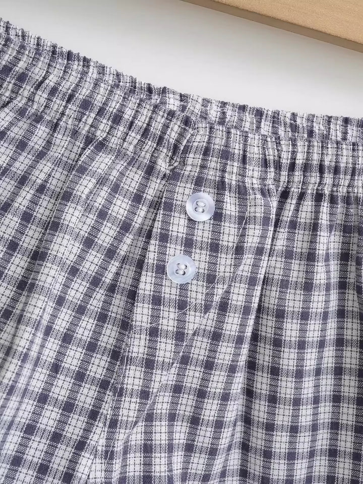 チェック柄コットンショートパンツ