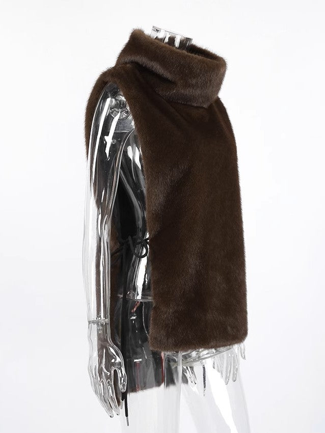 エコファー ハイネックノースリーブベスト