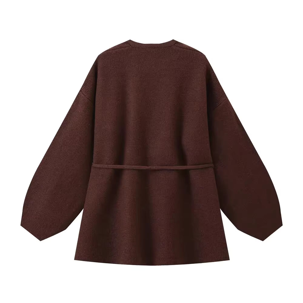 ニットラップカーディガンパンツセット