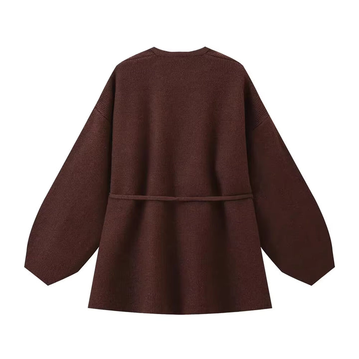 ニットラップカーディガンパンツセット