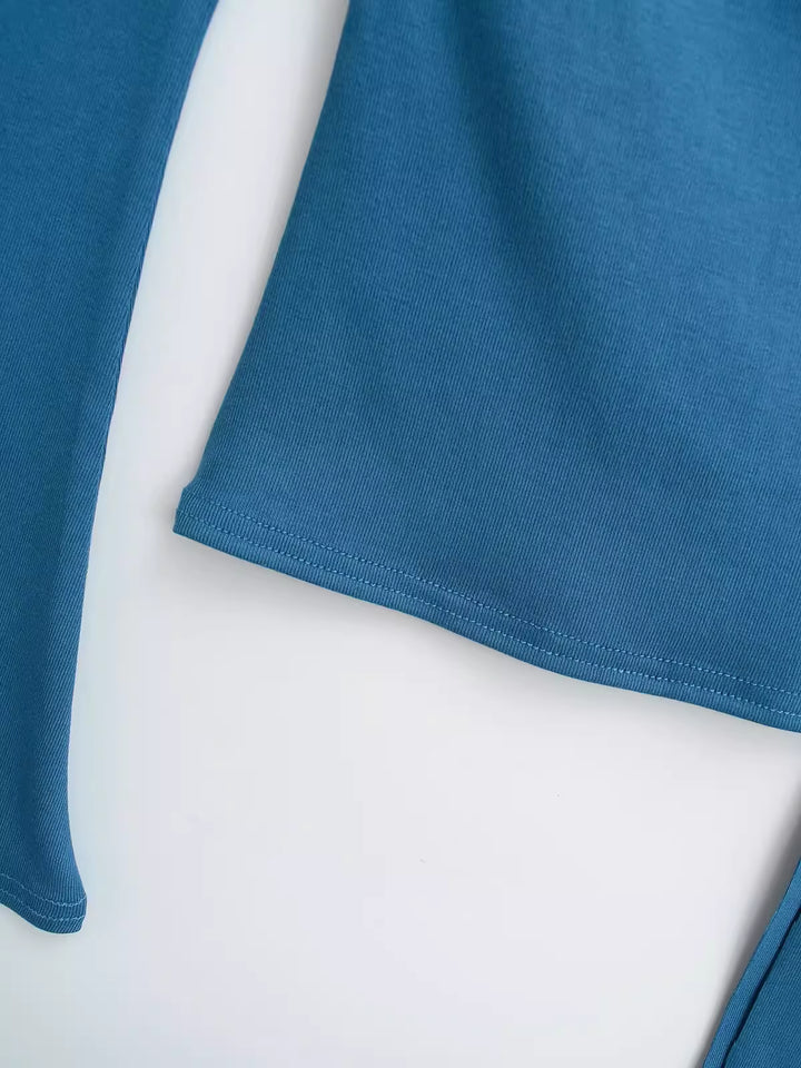 タイ付きドレープネックトップス