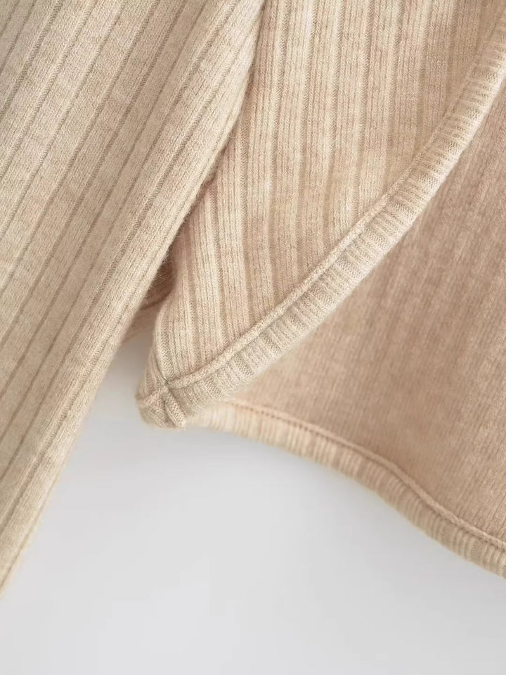 スリットスリーブリブニットボレロカーディガン