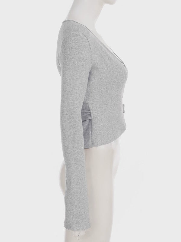 ラップデザイン裏起毛トップス