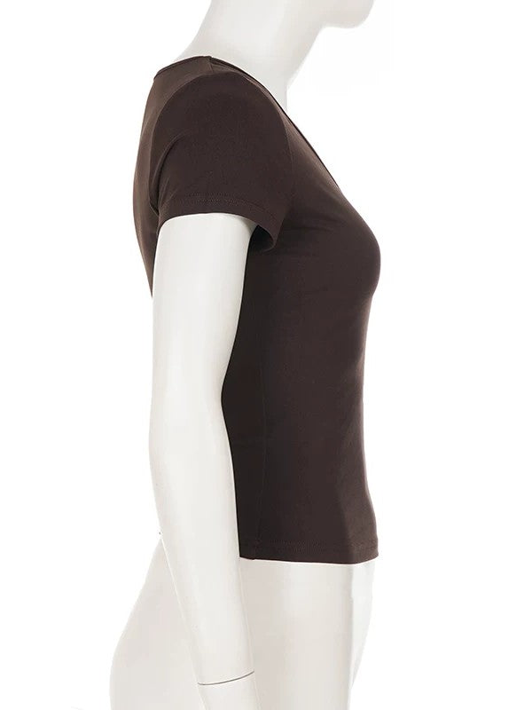 ソフトVネックTシャツフレアクロップドパンツセットアップ