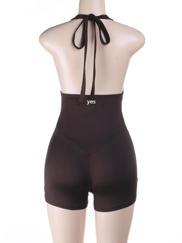 ホルターネックショートオールインワン