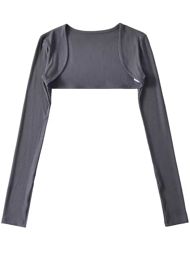 スリットスリーブリブボレロトップス