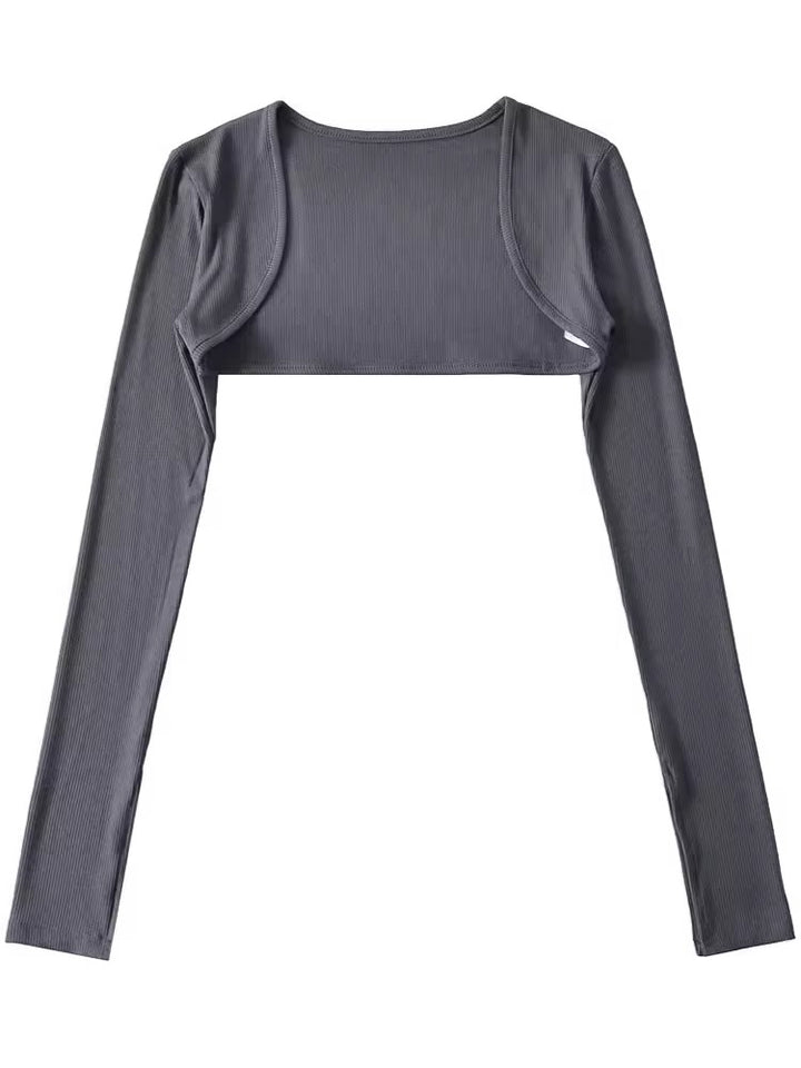 スリットスリーブリブボレロトップス