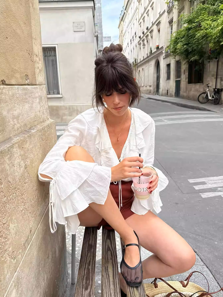 ティアードフリルスリーブブラウス