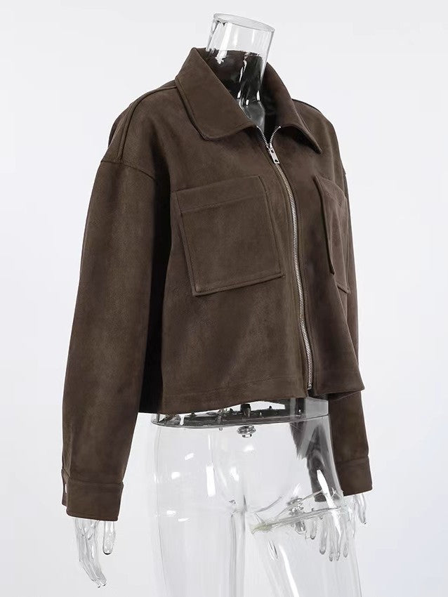 フェイクスエードジップアップブルゾン